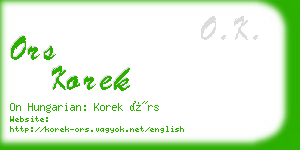 ors korek business card